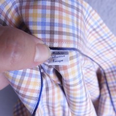 Eton Mens Contemporary Fit Plaid Button Down Shirt Orange Blue 16/41