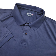 Untuckit Mens Medium Solid Blue Stretch Knit Polo Short Sleeve 100% Cotton
