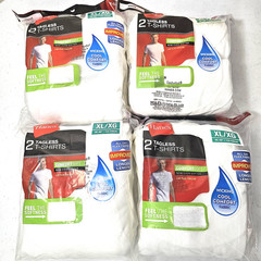 READ! (4) Mens XL Hanes Tagless TShirts 2 Pack White Comfort Soft Wicking Fabric