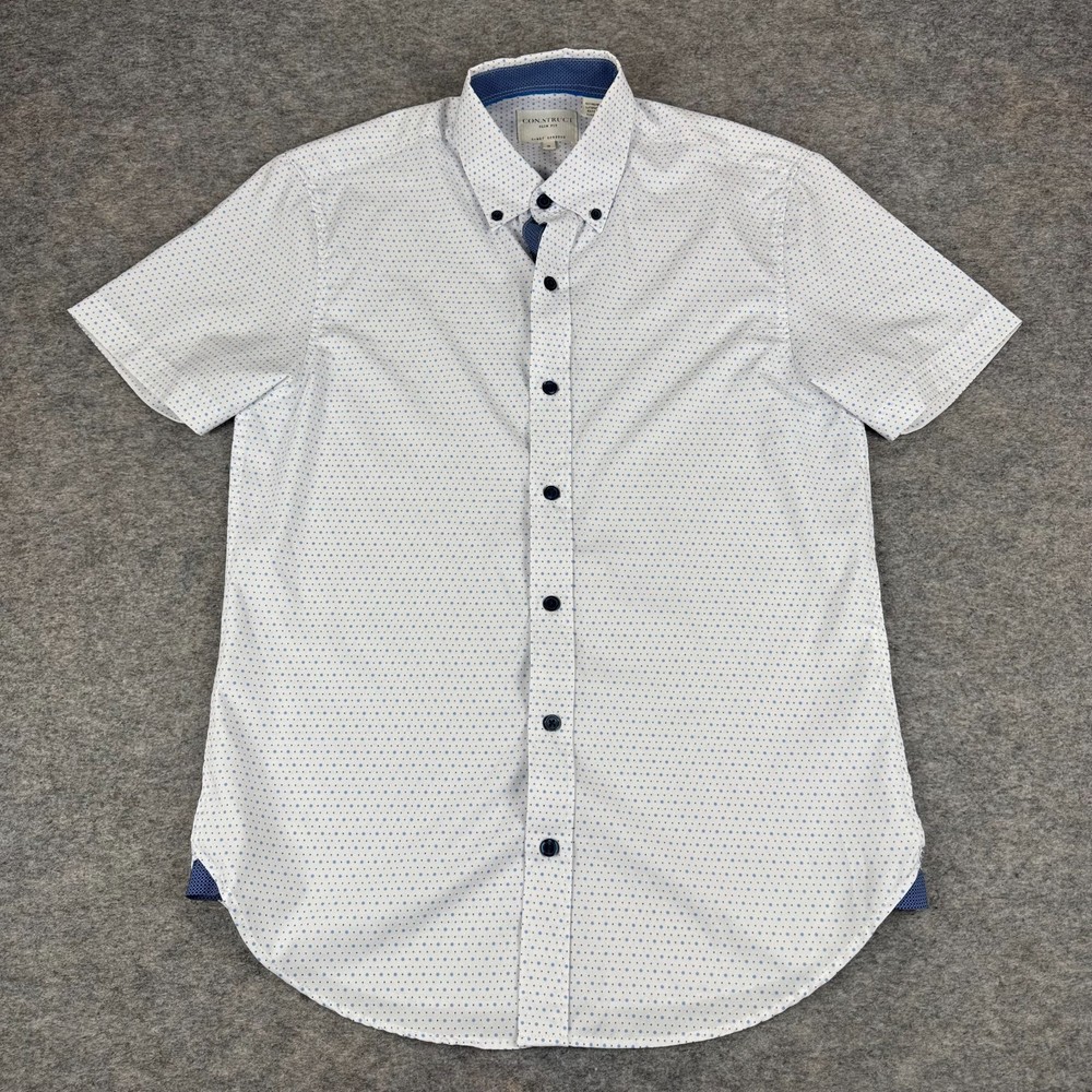 CON.STRUCT 4 Way Stretch Button Down Shirt Geometric Slim Fit Mens Small S