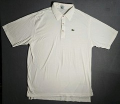 Vintage Izod Lacoste Polo Shirt Mens Large White Croc Golf US Fabric Sz XXL