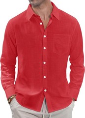 2025 Summer Linen Shirt Men’s – Breathable Long Sleeve Beach Casual Button Up