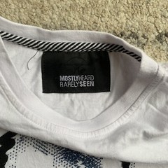 Mostly Heard Rarely Seen White Graphic Embroidered T-Shirt Medium