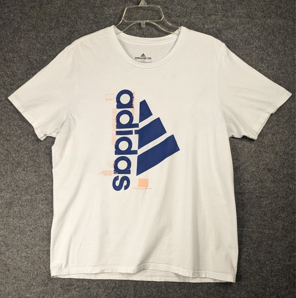 Adidas Amplifier Tee White with blue logo Men Large