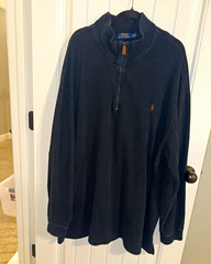Polo Ralph Lauren Men’s Big & Tall 4XLT Solid Black Long Sleeve 1/4 Zip Polo
