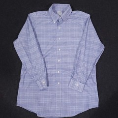 Brooks Brothers Oxford Button Down Shirt Mens 16.5-32 Blue Plaid Non Iron Cotton