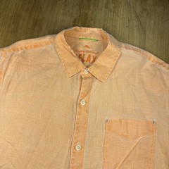 Tommy Bahama Relax Short Sleeve Button Down Shirt Men’s L Orange 100% Linen
