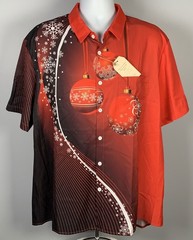 Hardaddy Christmas Ornaments Button Front Shirt Mens XL Red Holiday Snowflakes