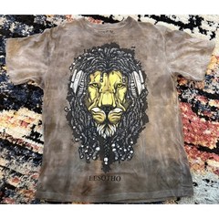 Tones of Africa Lesotho Lion Headphones Tie Dye Graphic T-Shirt Mens Medium