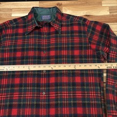 2 Vtg Pendleton Button Down Flannel Size L 100% Virgin Wool Made In USA Holes
