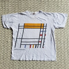 Vtg Piet Mondrian Place de la Concorde Graphic Art History 90s White T Shirt XL