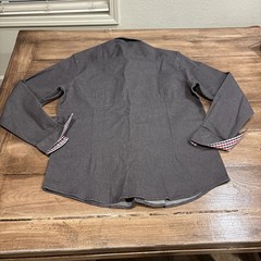 COOFANDY NWT Grey Cotton Poly Contrast Check Trim M