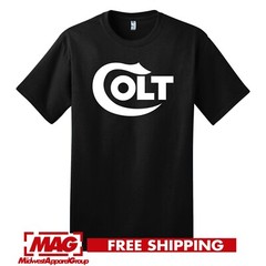 COLT BLACK T-SHIRT Military Shirt Tee Weapon Gun Rifle Pistol 2nd Firearms Hand