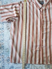 Bruno Shirt Mens Size 4x Short Sleeve Button Sueded Microfiber Striped Orange