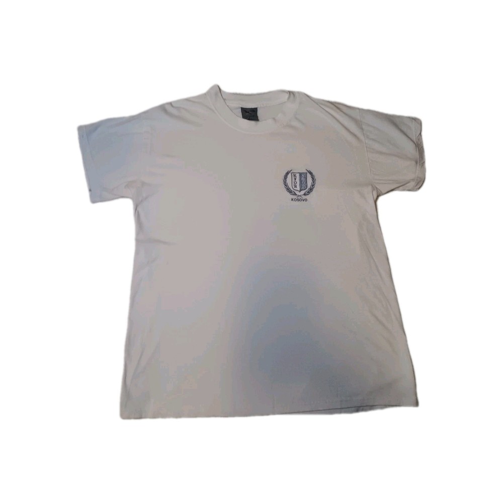 KFOR Force Kosovo Strike Eagle Heavy Weight White T-Shirt Vintage Size Large L