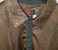 Vassari Los Angeles Mens 2XL Short Sleeve 1/4 Snap Front Shirt Brown