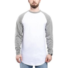 Royal Avalon Mens Baseball T-Shirt White Gray Long Sleeve Raglan Cotton Large