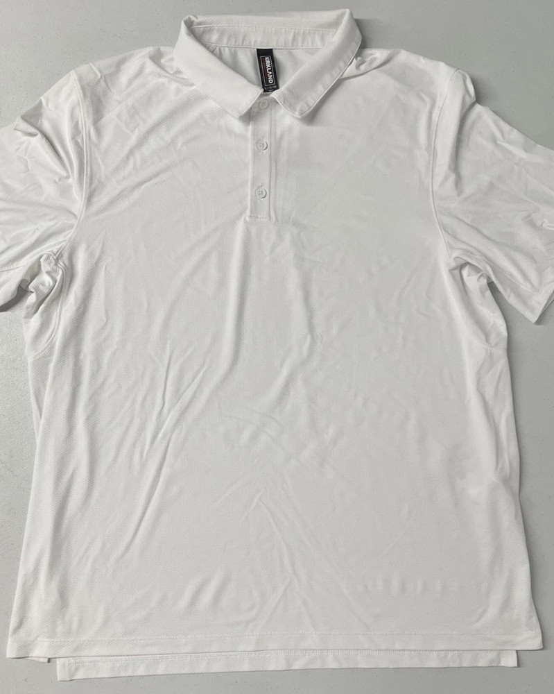 KIRKLAND Signature Men’s Performance Polo Shirt WHITE Wicking XL Stretch UPF50+