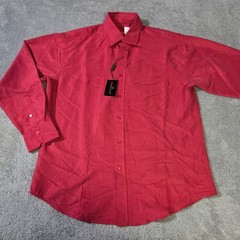 Bugatchi Mens M Button Down Shirt Ruby Red Textured Long Sleeve MS1500L84 NEW