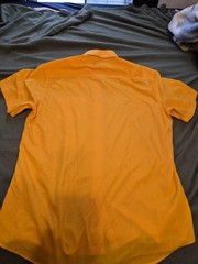 Large Yellow Omega Italy Button Down Dress Shirt With Pocket