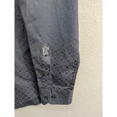 Bugatchi Uomo Geometric Jacquard Button Down Long Sleeve Shirt Men’s Large Black