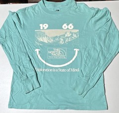The North Face Men’s M Blue/White Cotton Crew Neck Long Sleeve Graphic T-Shirt