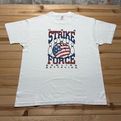 Vintage 90s USA Strike Force Bowling Battalion American Flag T-Shirt USA – XL