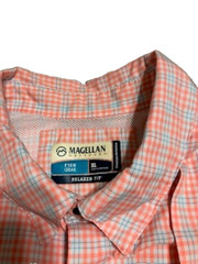Magellan Men’s Aransas Pass Soft Polyester Pink/Blue vented shirt XL