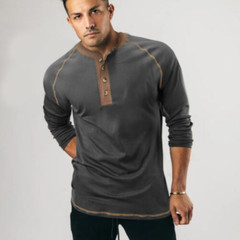 Men’s Long Sleeve 4 Button Cotton Pullover T-shirt Thermal Undershirt Comfy Tee