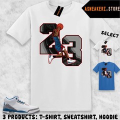 Tee Shirt Matching AJ 3 True Blue 2026 To Match Sneaker MJ Number 23 T-Shirt