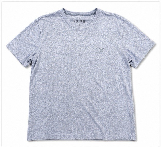 American Eagle Outfitters Heritage Classic Fit Mens M Heather Blue Crew T-Shirt
