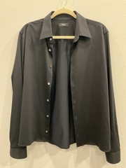 Theory Men’s Sylvain Black Solid Long Sleeve Button-Up Shirt Size M