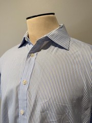 T.M.Lewin Dress Shirt Mens 16.5 Blue Striped Cotton Gentlemen Regular Fit Formal