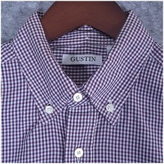 Gustin Purple Gingham Cotton Button Down Shirt Large USA Made Classic Fit