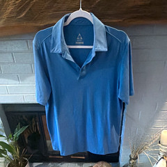 Gerry Men’s M Blue Solid Polo Shirt Short Sleeve Collared Stretch Pullover