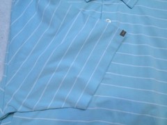 Dunning Golf Performance Fabric Light Blue Striped Polo Golf Shirt NWT XL $89