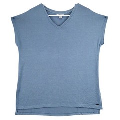 Orvis Classic Collection Mens M Medium Blue V Neck Cap Sleeve Casual Shirt