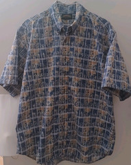 Cambridge Classics Mens X- Large Button Blue Print 100% Cotton Short Sleeve.