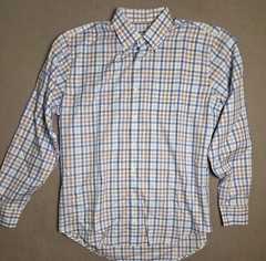 Peter Millar Blue Grey Gingham Large Check Button Down Shirt Mens Large EUC