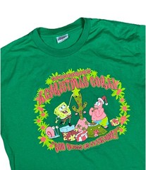 VTG Spongebob Squarepants Nickelodeon Christmas Men’s T Shirt Size Large Green