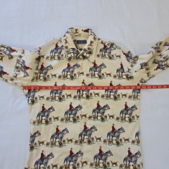 VTG 70s Gant AOP Equestrian Horse Hunting Print Long Sleeve Button Shirt Mens M