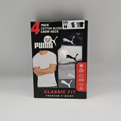 4 PACK PUMA Cotton Blend Crew Neck T Shirts Men’s S M L XL Black Navy White Gray