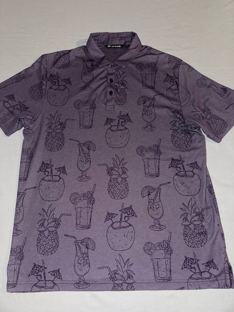Travis Mathew Polo Shirt Men’s XL Purple Cocktail Performance Golf Tiki NWOT!