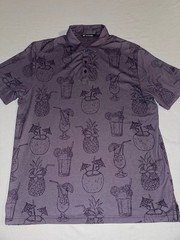 Travis Mathew Polo Shirt Men’s XL Purple Cocktail Performance Golf Tiki NWOT!