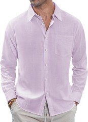 2025 Summer Linen Shirt Men’s – Breathable Long Sleeve Beach Casual Button Up