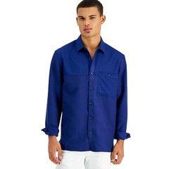INC International Concepts Button Down Long Sleeve Pieced Shirt sz L Large Blue