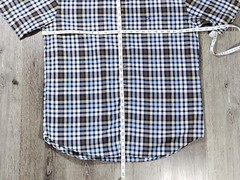 Giordano Mens XL Shirt Blue & Brown Plaid Short Sleeve Button Up Cotton
