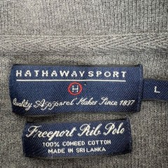 Hathaway Sport Mens Large Gray Freeport Rib Polo Long Sleeve Combed Cotton Shirt