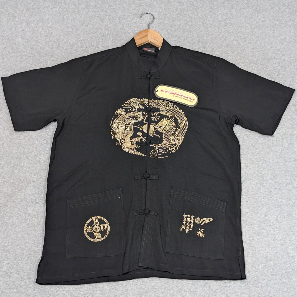 QUICKSILVER Mandarin Collar Frog Button Shirt Mens Size XL Embroidered NEW