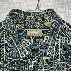 Natural Issue Hawaiian Tiki Aloha Shirt Mens Sz L Striped Aztec Geometric